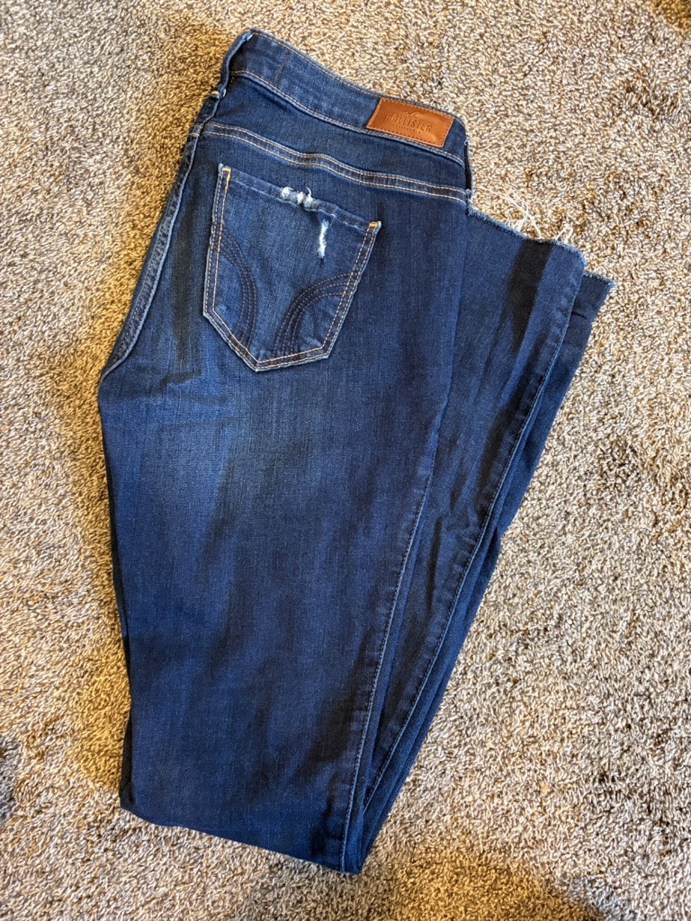 Hollister Dark Blue Distressed Super Skinny Jeans